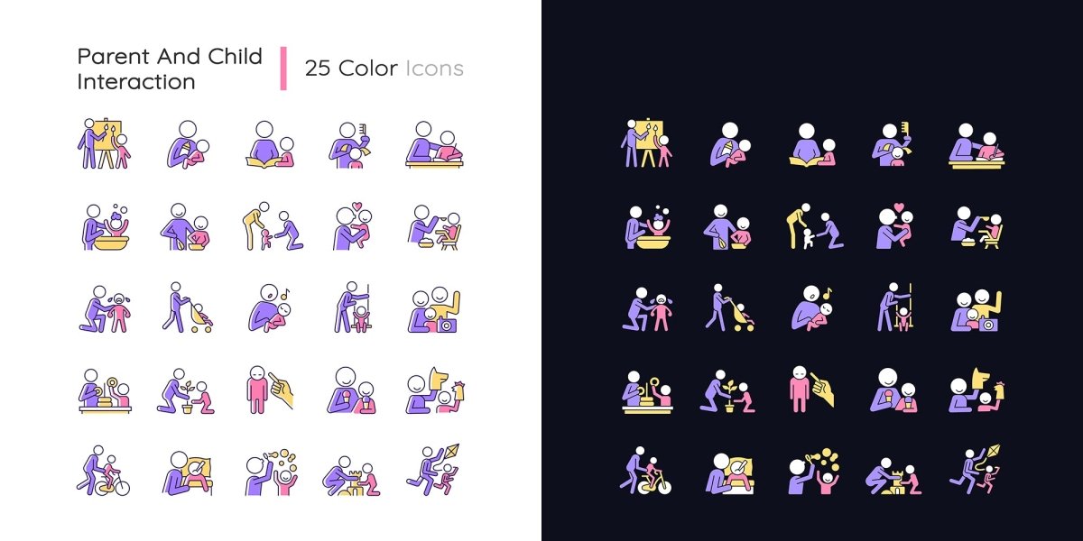 Day and night mode color icons bundle