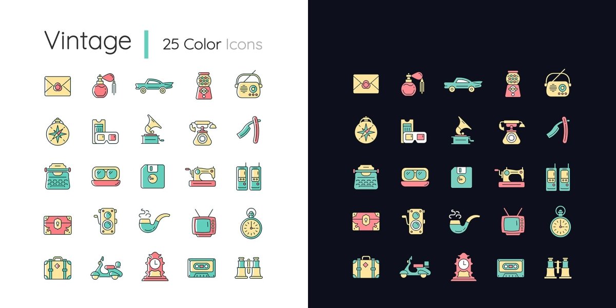 Day and night mode color icons bundle