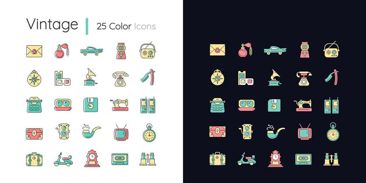Day and night mode color icons bundle