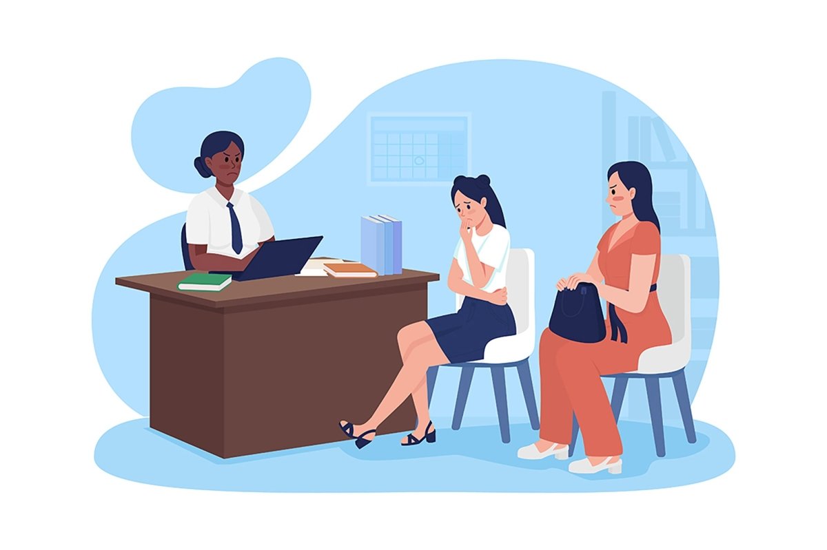 Dealing with smartphones with classroom 2D vector isolated illustrations set