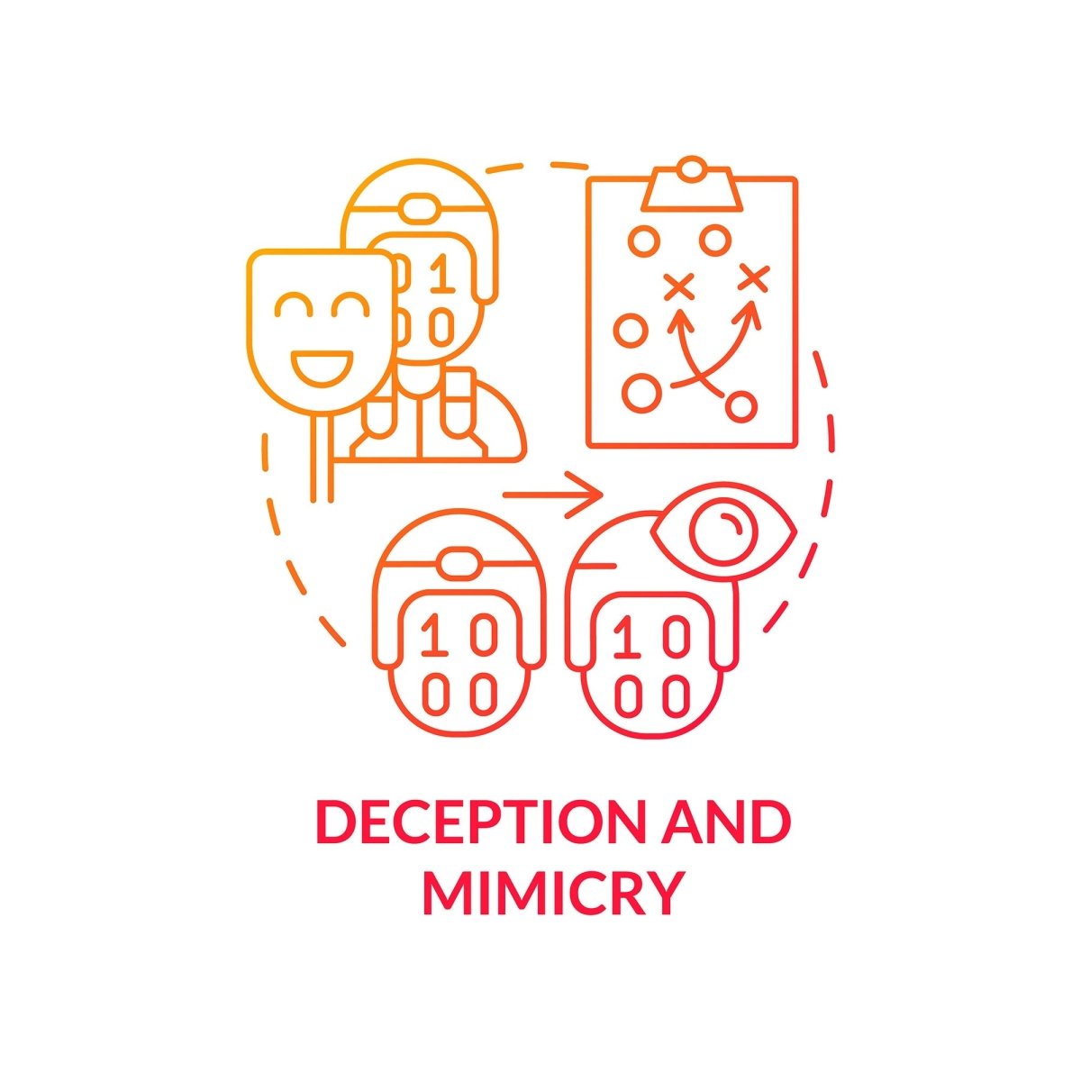 Deception and mimicry red gradient concept icon