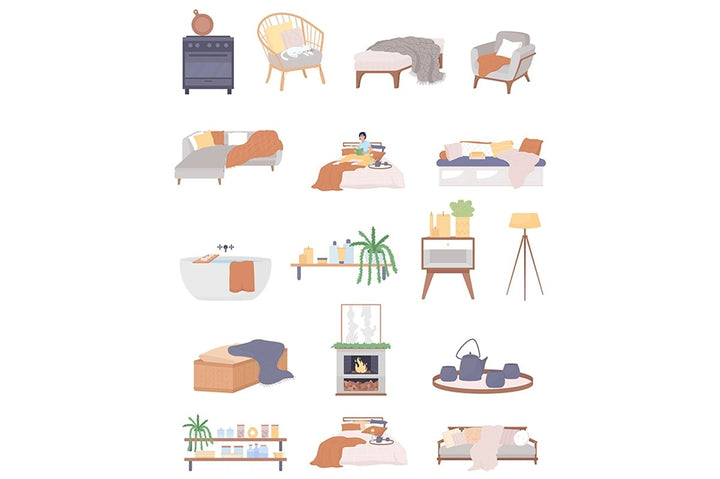 Decorative furniture vector item bundle
