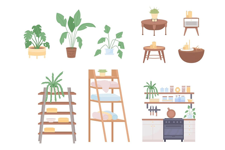 Decorative furniture vector item bundle