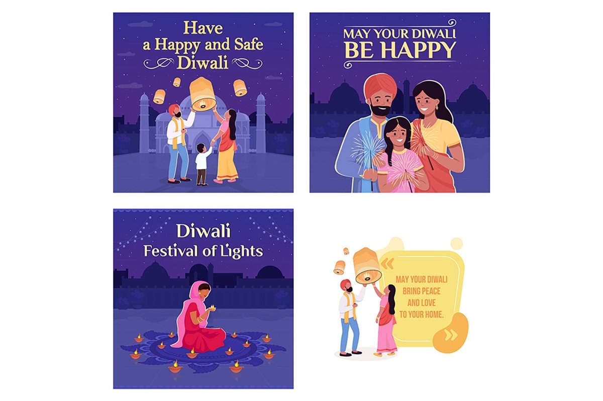 Deepavali social media post mockup set