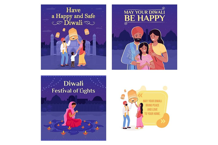 Deepavali social media post mockup set