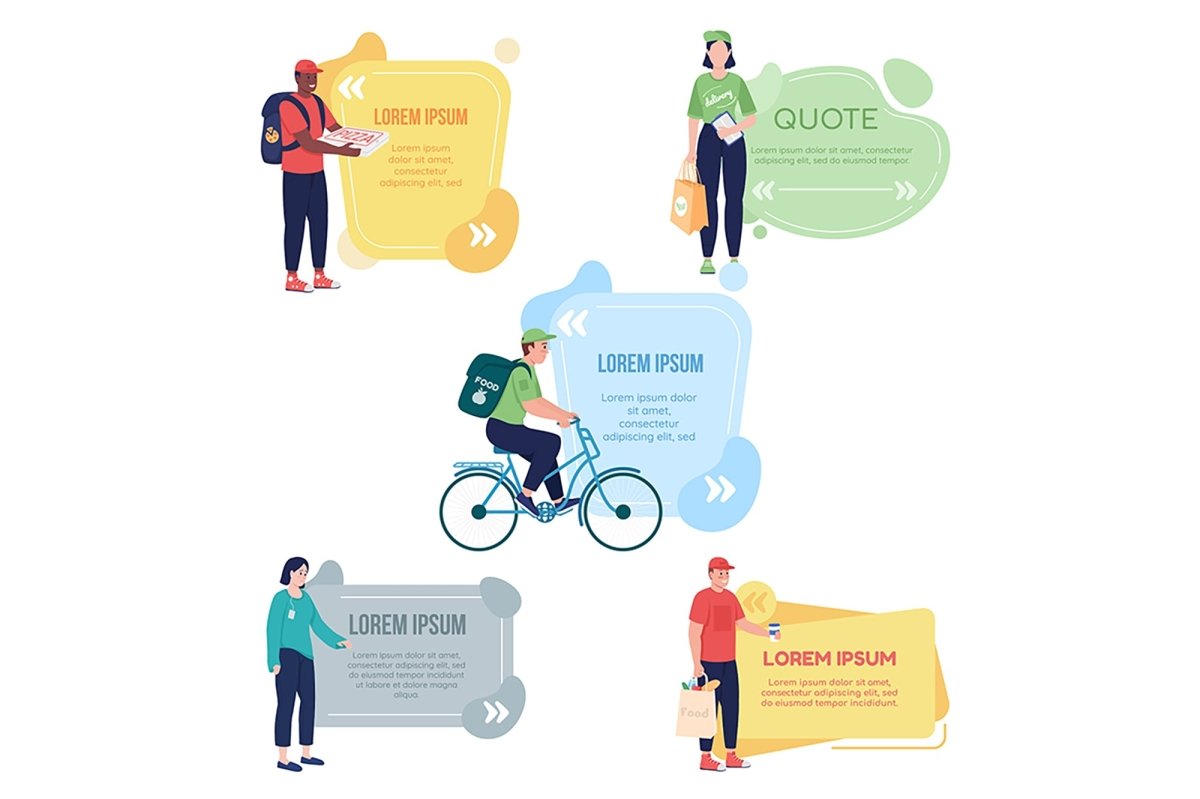 Delivery quotes box with flat character set
