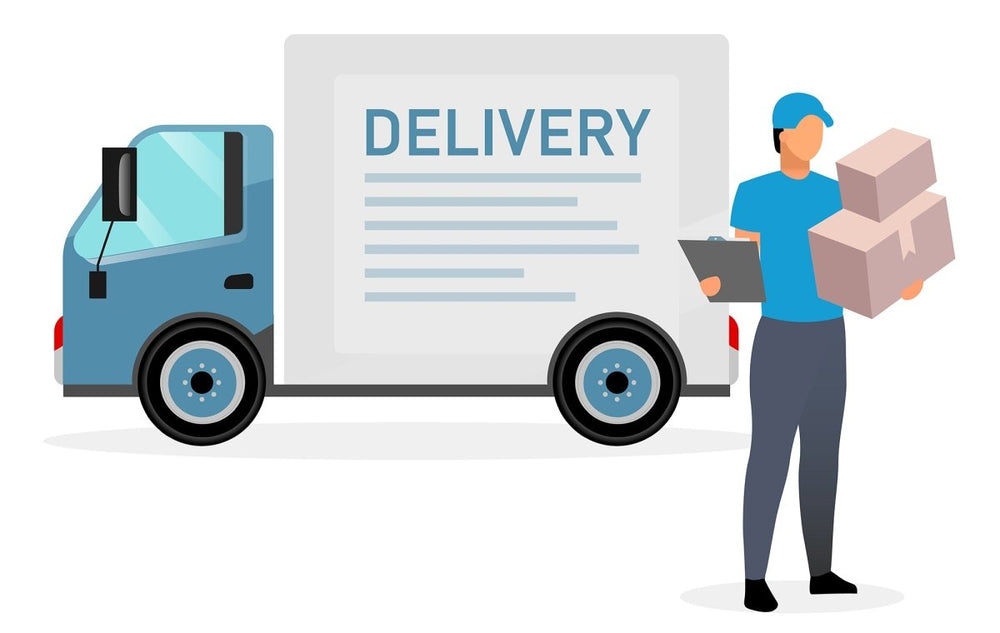 Delivery service flat vector illustrations set