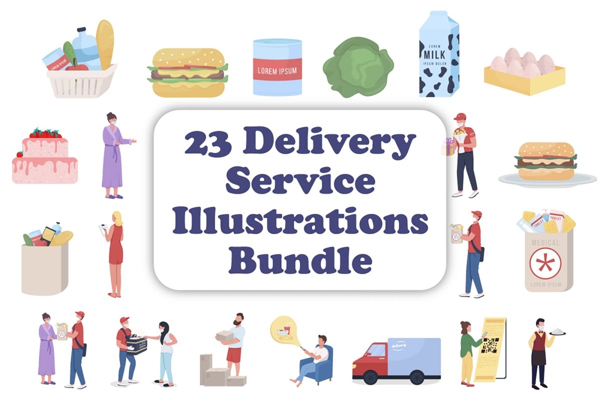Delivery service vector illustrations bundle