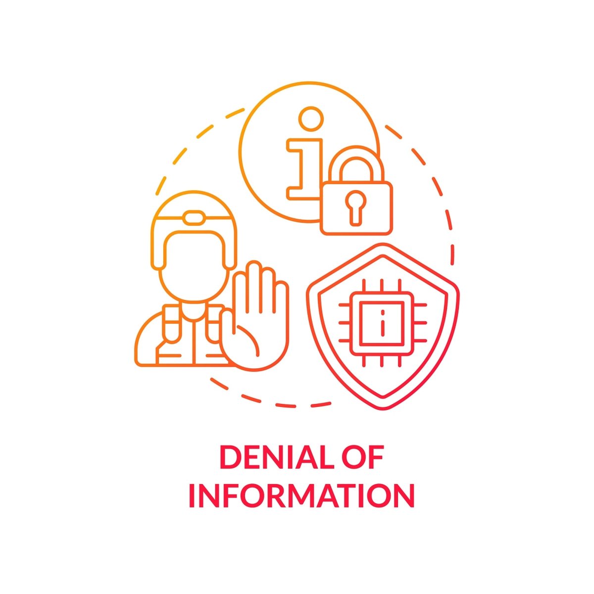 Denial of information red gradient concept icon