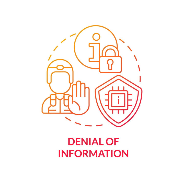 Denial of information red gradient concept icon