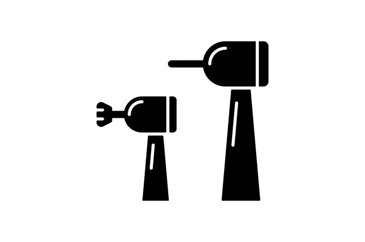 Dentistry tools and materials black glyph icons set on white space