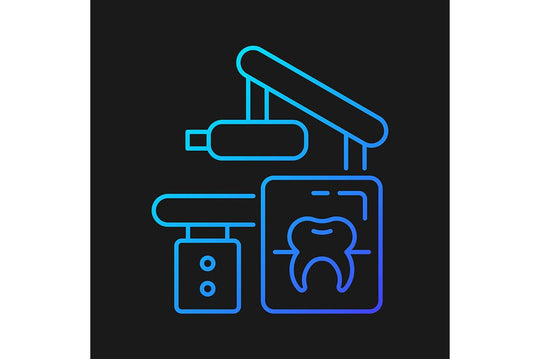 Dentistry tools and materials gradient icons set for dark and light mode