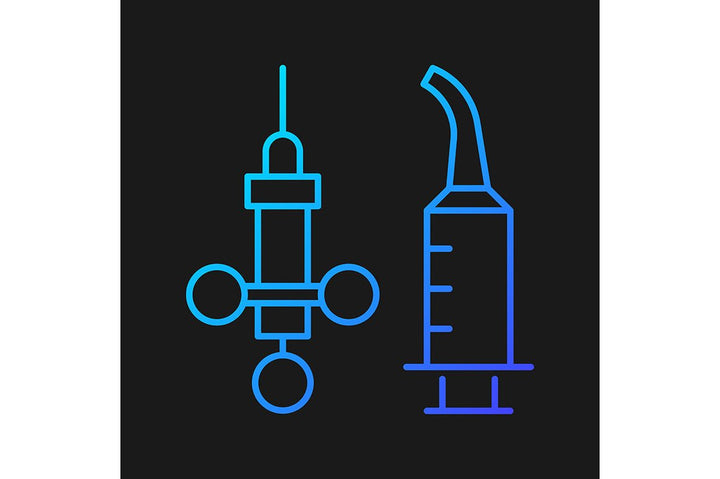 Dentistry tools and materials gradient icons set for dark and light mode