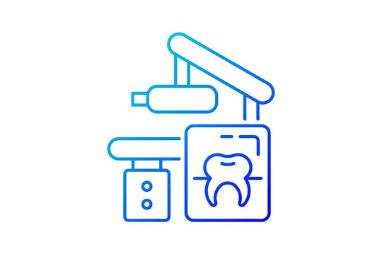 Dentistry tools and materials gradient icons set for dark and light mode