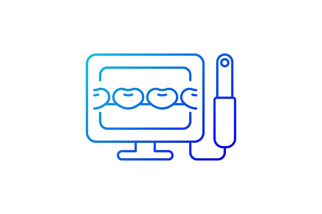 Dentistry tools and materials gradient icons set for dark and light mode