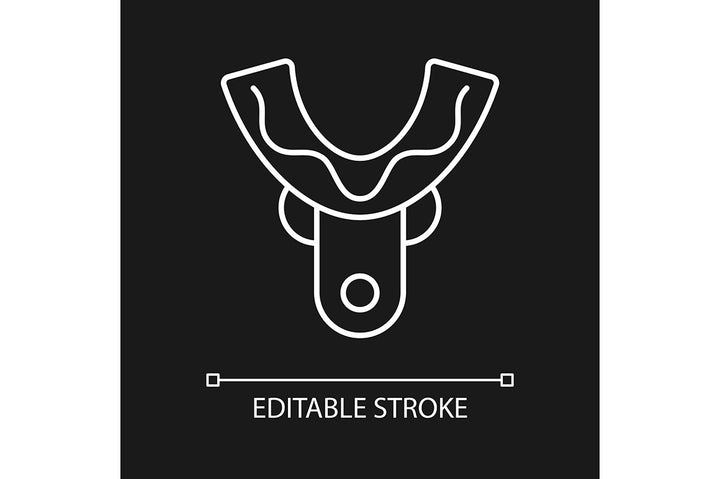 Dentistry tools and materials linear icons set for dark and light mode