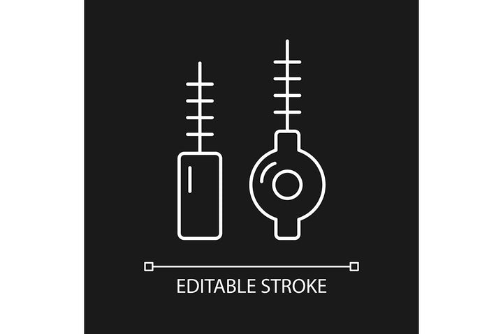 Dentistry tools and materials linear icons set for dark and light mode