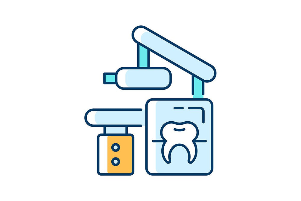 Dentistry tools and materials RGB color icons set