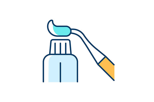 Dentistry tools and materials RGB color icons set