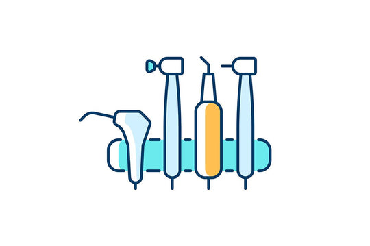 Dentistry tools and materials RGB color icons set