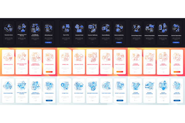 Deportation onboarding mobile app page screen bundle