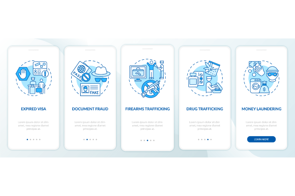 Deportation onboarding mobile app page screen bundle