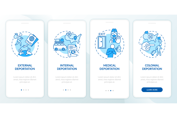 Deportation onboarding mobile app page screen bundle