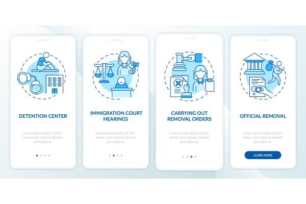 Deportation onboarding mobile app page screen bundle