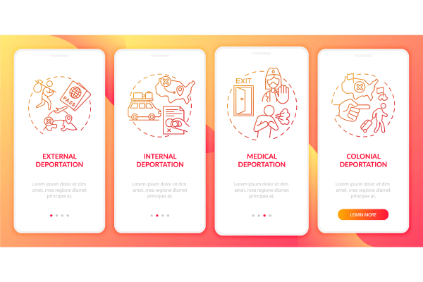 Deportation onboarding mobile app page screen bundle