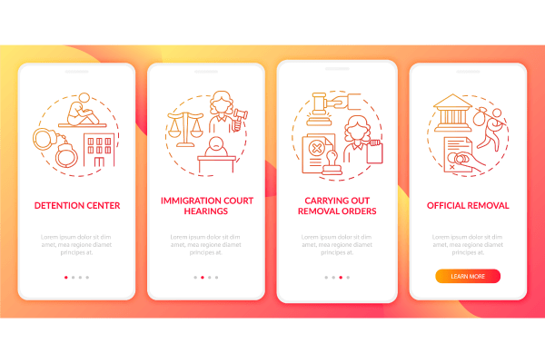 Deportation onboarding mobile app page screen bundle