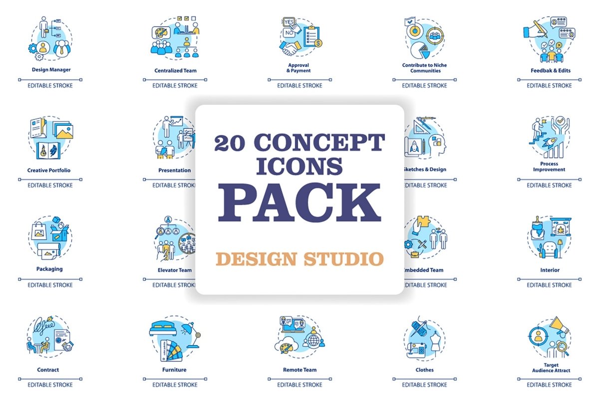 Design studio concept icons bundle