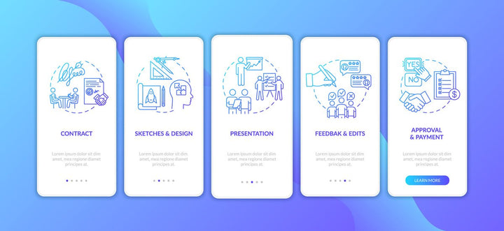Design studio onboarding mobile app page screen bundle
