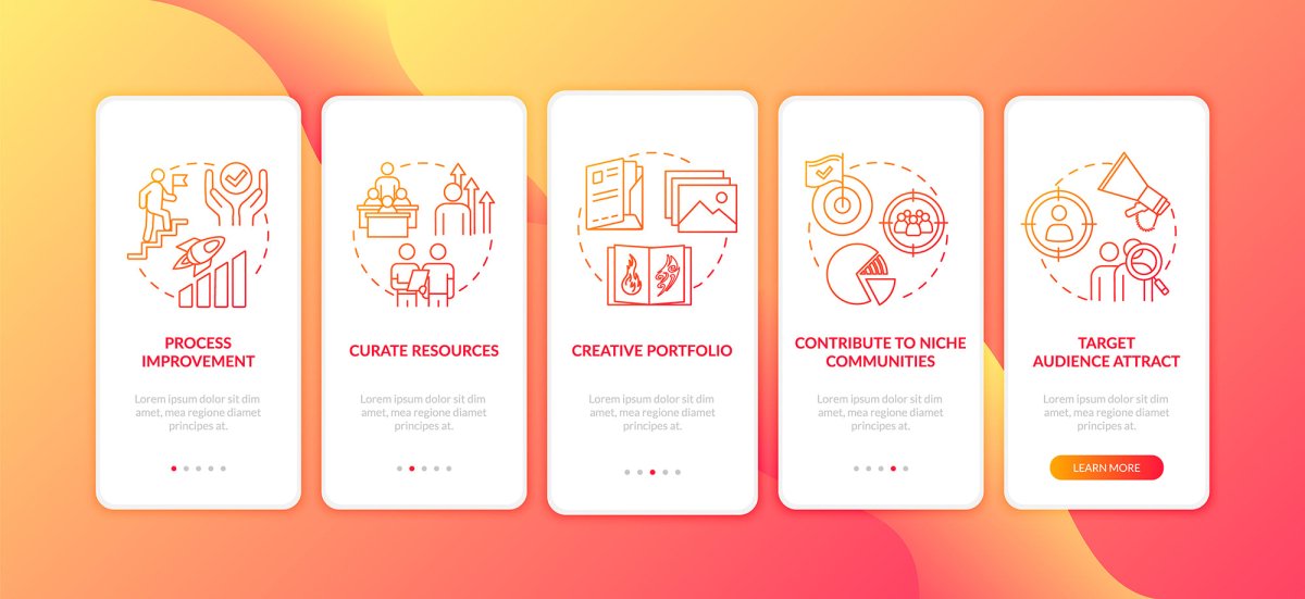 Design studio onboarding mobile app page screen bundle