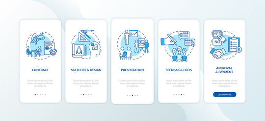 Design studio onboarding mobile app page screen bundle