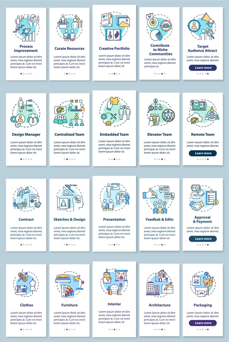 Design studio onboarding mobile app page screen bundle
