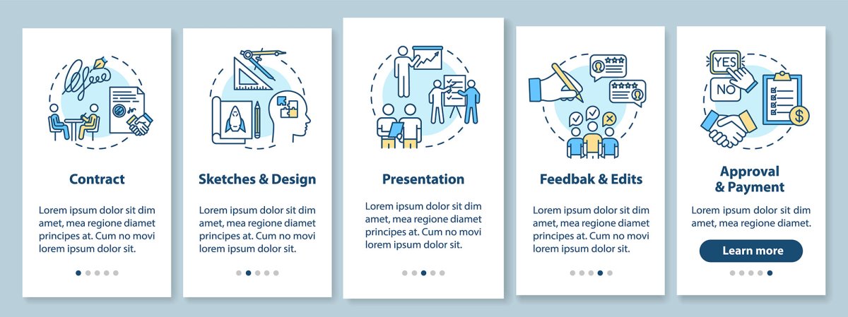 Design studio onboarding mobile app page screen bundle