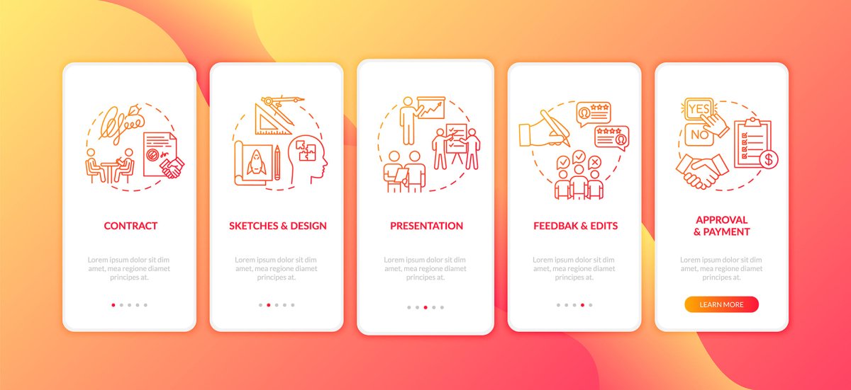 Design studio onboarding mobile app page screen bundle