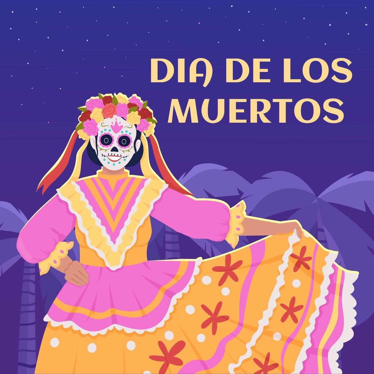 Dia De Los Muertos greeting card template