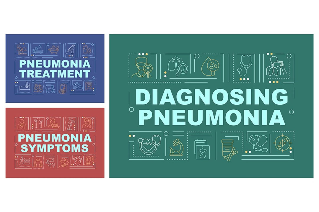 Diagnosing pneumonia concept banner set