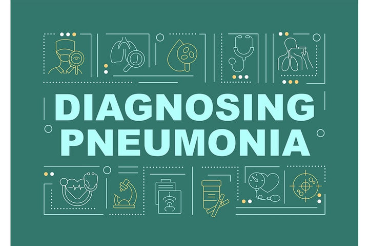 Diagnosing pneumonia concept banner set