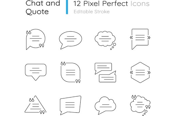 Dialogue box pixel perfect linear icons set