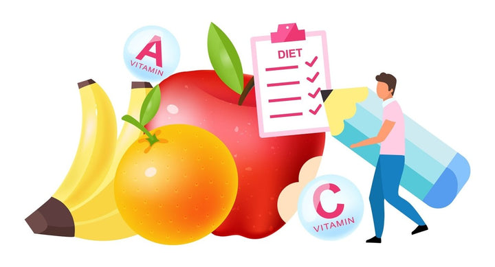 Dietology experts flat vector illustrations set. Fresh vitamins containing fruits
