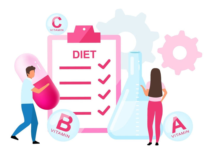Dietology experts flat vector illustrations set. Fresh vitamins containing fruits