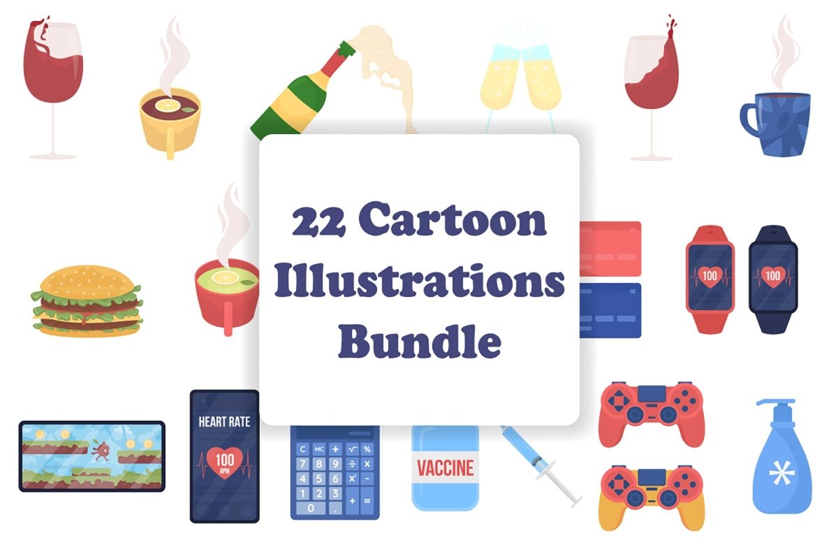 Different objects vector illustration bundle
