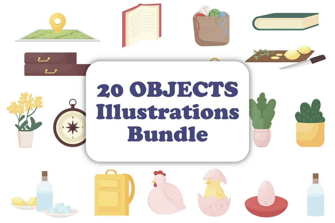 Different objects vector illustration bundle