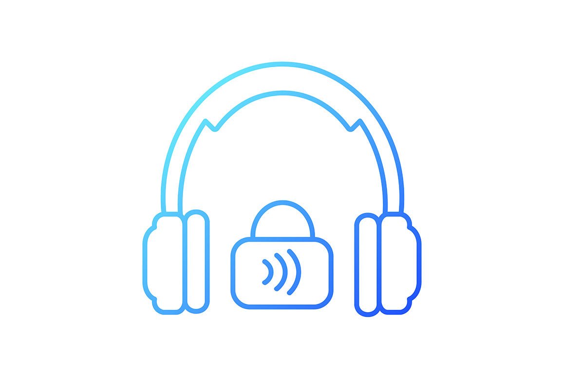 Different types of headphones gradient icons set