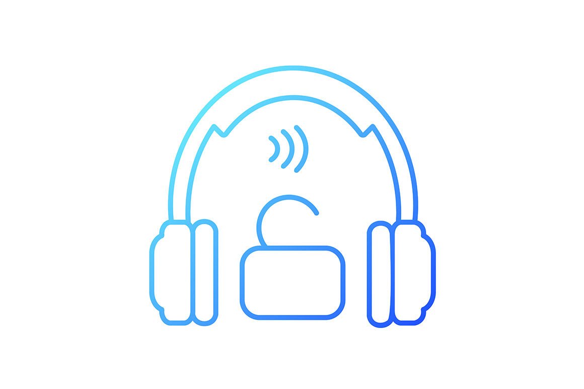 Different types of headphones gradient icons set