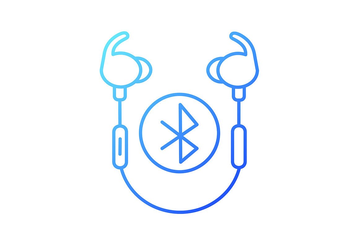 Different types of headphones gradient icons set