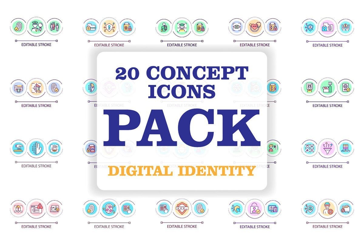 Digital identity loop concept icon set
