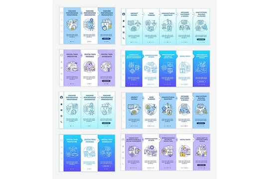 Digital twin application by industry onboarding vector template